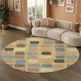 thumbnail image 1 of Addison Rugs Mayfield Premium Machine Washable Transitional Squares Gold Round Rug, 8' x 8', 1 of 8