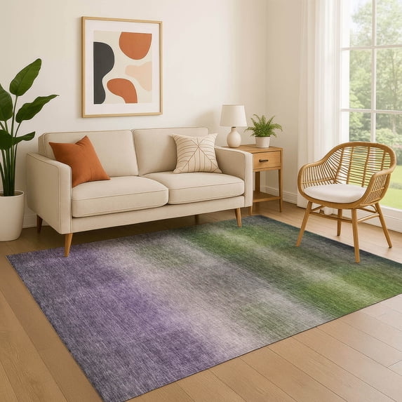 Addison Rugs Mayfield Premium Machine Washable Transitional Squares Olive Rectangle Rug, 3' x 5'