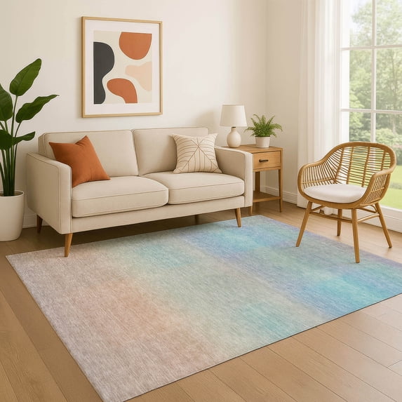 Addison Rugs Mayfield Premium Machine Washable Transitional Squares Sky Rectangle Rug, 3' x 5'