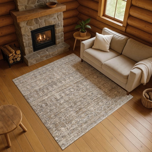 Addison Rugs Mayfield Premium Machine Washable Transitional Stripe Brown Rectangle Rug, 10' x 14'
