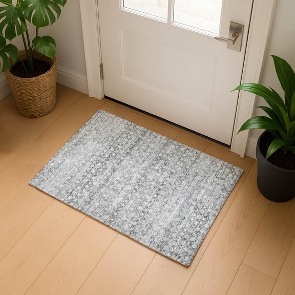 Addison Rugs Mayfield Premium Machine Washable Transitional Stripe Gray Rectangle Rug, 1'8" x 2'6"