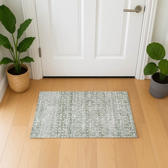 Addison Rugs Mayfield Premium Machine Washable Transitional Stripe Green Rectangle Rug, 1'8" x 2'6"