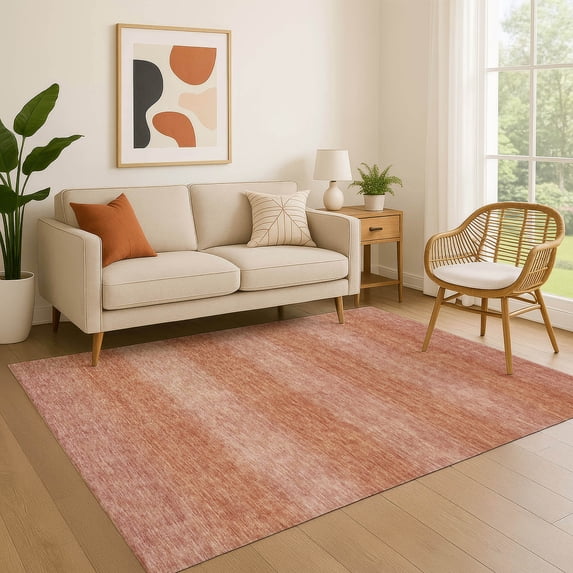 Addison Rugs Mayfield Premium Machine Washable Transitional Stripe Terracotta Rectangle Rug, 8' x 10'