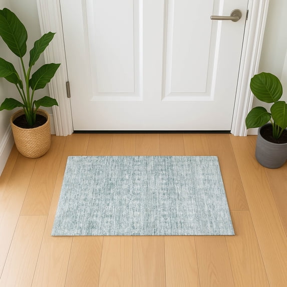 Addison Rugs Mayfield Premium Machine Washable Transitional Stripe Turquoise Rectangle Rug, 1'8" x 2'6"