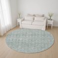 thumbnail image 1 of Addison Rugs Mayfield Premium Machine Washable Transitional Stripe Turquoise Round Rug, 8' x 8', 1 of 6