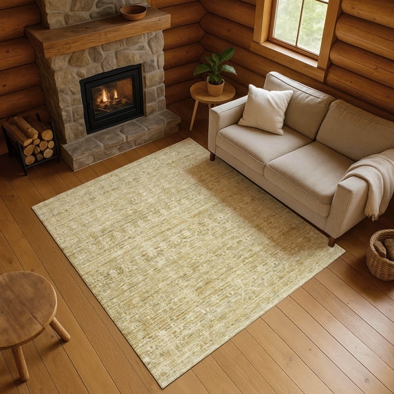 Addison Rugs Mayfield Premium Machine Washable Transitional Stripe Wheat Rectangle Rug, 8' x 10'