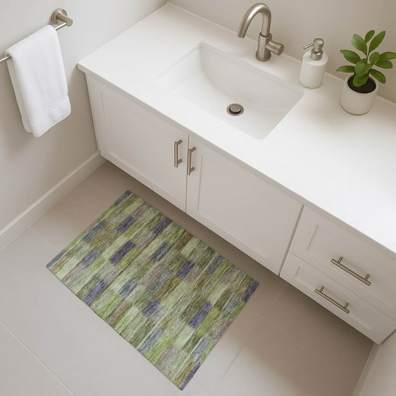 Addison Rugs Mayfield Premium Machine Washable Transitional Stripes Aloe Rectangle Rug, 1'8" X 2'6" Machine Washable Transitional Stripes Aloe Oversized Sherpa Throw Blanket