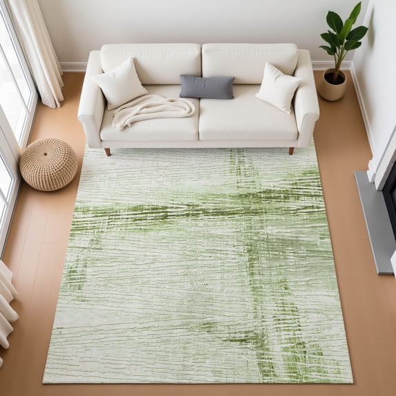 Addison Rugs Mayfield Premium Machine Washable Transitional Stripes Aloe Rectangle Rug, 10' x 14'