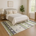 thumbnail image 1 of Addison Rugs Mayfield Premium Machine Washable Transitional Stripes Aloe Rectangle Rug, 3' x 5', 1 of 7