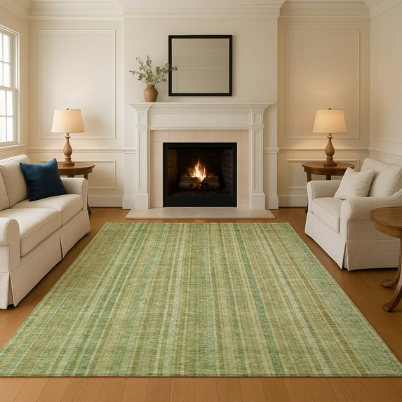 Addison Rugs Mayfield Premium Machine Washable Transitional Stripes Aloe Rectangle Rug, 5' X 7'6" Machine Washable Transitional Stripes Aloe Oversized Sherpa Throw Blanket
