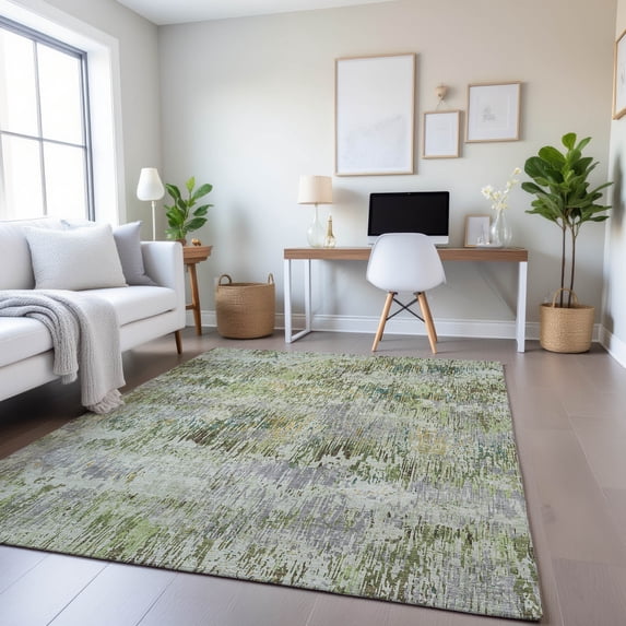 Addison Rugs Mayfield Premium Machine Washable Transitional Stripes Aloe Rectangle Rug, 5' x 7'6"