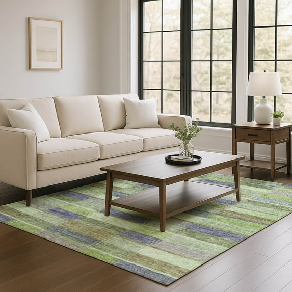 Addison Rugs Mayfield Premium Machine Washable Transitional Stripes Aloe Rectangle Rug, 8' X 10' Machine Washable Transitional Stripes Aloe Oversized Sherpa Throw Blanket
