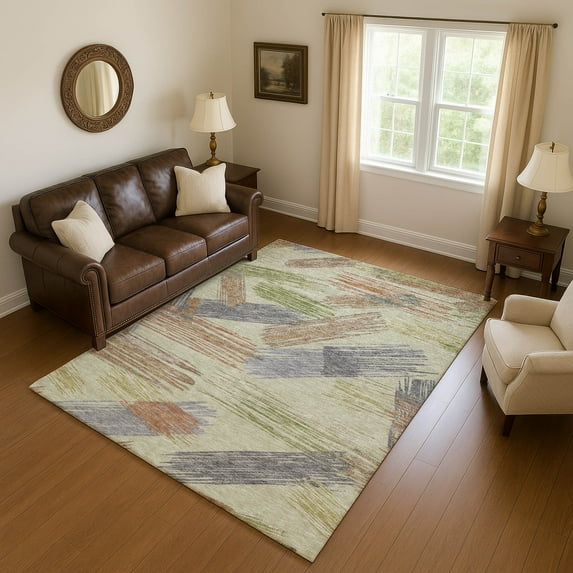Addison Rugs Mayfield Premium Machine Washable Transitional Stripes Aloe Rectangle Rug, 8' X 10' Machine Washable Transitional Stripes Aloe Oversized Sherpa Throw Blanket