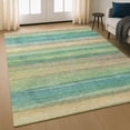 thumbnail image 1 of Addison Rugs Mayfield Premium Machine Washable Transitional Stripes Aloe Rectangle Rug, 8' X 10' Machine Washable Transitional Stripes Aloe Oversized Sherpa Throw Blanket, 1 of 6