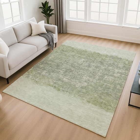 Addison Rugs Mayfield Premium Machine Washable Transitional Stripes Aloe Rectangle Rug, 9' x 12'