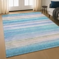 thumbnail image 1 of Addison Rugs Mayfield Premium Machine Washable Transitional Stripes Aqua Rectangle Rug, 3' X 5' Machine Washable Transitional Stripes Aqua Oversized Sherpa Throw Blanket, 1 of 6
