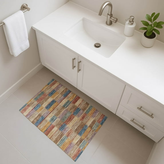 Addison Rugs Mayfield Premium Machine Washable Transitional Stripes Beige Rectangle Rug, 1'8" X 2'6" Machine Washable Transitional Stripes Beige Oversized Sherpa Throw Blanket