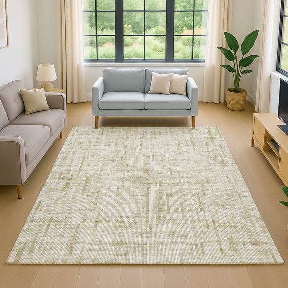 Addison Rugs Mayfield Premium Machine Washable Transitional Stripes Beige Rectangle Rug, 10' x 14'