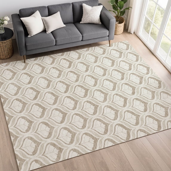 Addison Rugs Mayfield Premium Machine Washable Transitional Stripes Beige Rectangle Rug, 8' x 10'