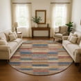 thumbnail image 1 of Addison Rugs Mayfield Premium Machine Washable Transitional Stripes Beige Round Rug, 8' X 8' Machine Washable Transitional Stripes Beige Oversized Sherpa Throw Blanket, 1 of 6