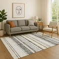 thumbnail image 1 of Addison Rugs Mayfield Premium Machine Washable Transitional Stripes Black Rectangle Rug, 8' X 10' Machine Washable Transitional Stripes Black Oversized Sherpa Throw Blanket, 1 of 6