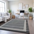 thumbnail image 1 of Addison Rugs Mayfield Premium Machine Washable Transitional Stripes Black Rectangle Rug, 9' x 12', 1 of 6