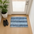 thumbnail image 1 of Addison Rugs Mayfield Premium Machine Washable Transitional Stripes Blue Rectangle Rug, 1'8" X 2'6" Machine Washable Transitional Stripes Blue Oversized Sherpa Throw Blanket, 1 of 6