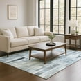 thumbnail image 1 of Addison Rugs Mayfield Premium Machine Washable Transitional Stripes Blue Rectangle Rug, 10' X 14' Machine Washable Transitional Stripes Blue Oversized Sherpa Throw Blanket, 1 of 7
