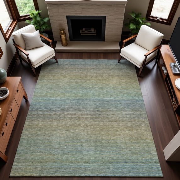 Addison Rugs Mayfield Premium Machine Washable Transitional Stripes Blue Rectangle Rug, 5' x 7'6"