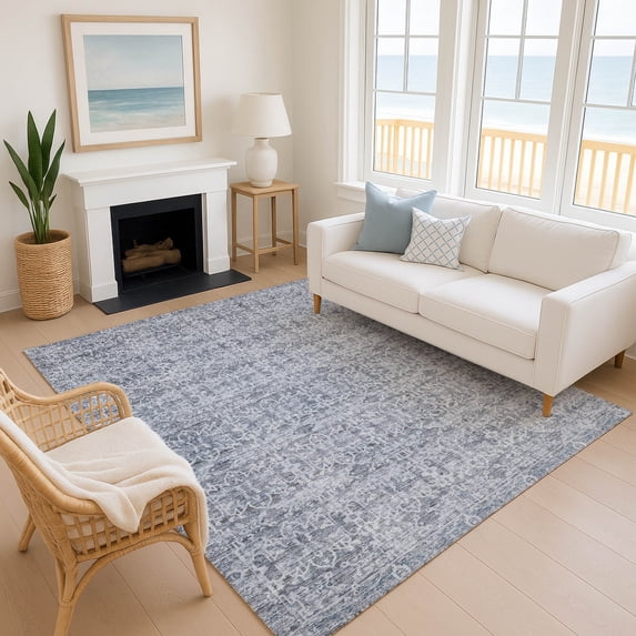 Addison Rugs Mayfield Premium Machine Washable Transitional Stripes Blue Rectangle Rug, 9' x 12'