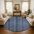 thumbnail image 1 of Addison Rugs Mayfield Premium Machine Washable Transitional Stripes Blue Round Rug, 8' X 8' Machine Washable Transitional Stripes Blue Oversized Sherpa Throw Blanket, 1 of 6