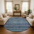thumbnail image 1 of Addison Rugs Mayfield Premium Machine Washable Transitional Stripes Blue Round Rug, 8' X 8' Machine Washable Transitional Stripes Blue Oversized Sherpa Throw Blanket, 1 of 6