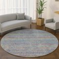 thumbnail image 1 of Addison Rugs Mayfield Premium Machine Washable Transitional Stripes Blue Round Rug, 8' x 8', 1 of 6