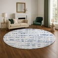 thumbnail image 1 of Addison Rugs Mayfield Premium Machine Washable Transitional Stripes Blue Round Rug, 8' x 8', 1 of 6
