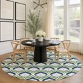 thumbnail image 1 of Addison Rugs Mayfield Premium Machine Washable Transitional Stripes Blue Round Rug, 8' x 8', 1 of 5