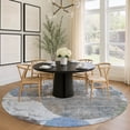 thumbnail image 1 of Addison Rugs Mayfield Premium Machine Washable Transitional Stripes Blue Round Rug, 8' x 8', 1 of 5
