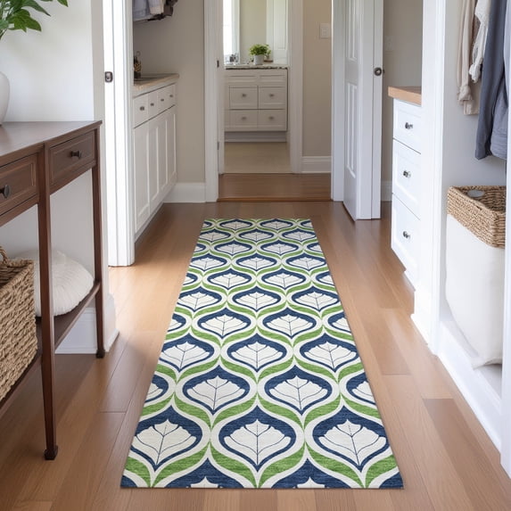 Addison Rugs Mayfield Premium Machine Washable Transitional Stripes Blue Runner Rug, 2'3" x 7'6"