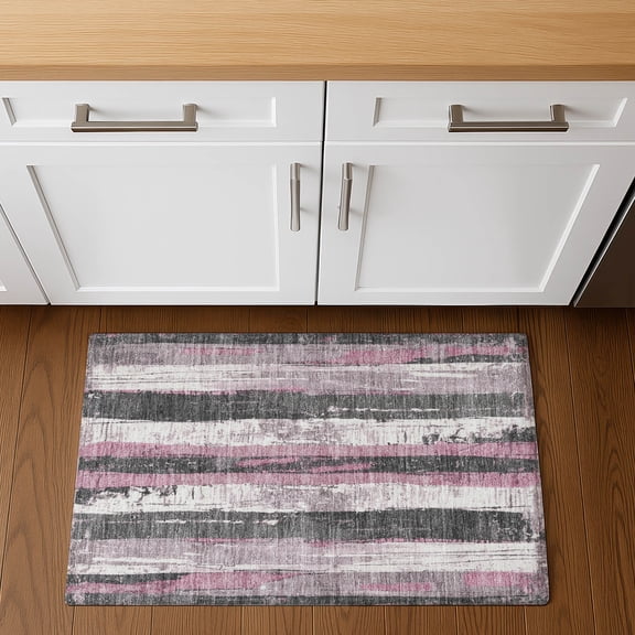 Addison Rugs Mayfield Premium Machine Washable Transitional Stripes Blush Rectangle Rug, 1'8" x 2'6"
