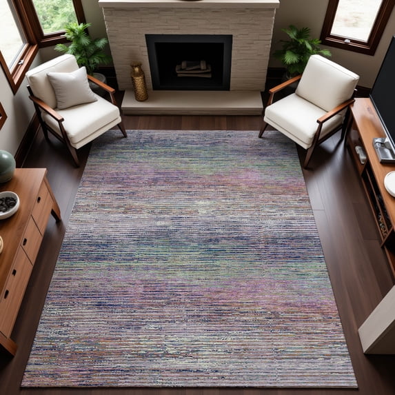 Addison Rugs Mayfield Premium Machine Washable Transitional Stripes Blush Rectangle Rug, 8' x 10'