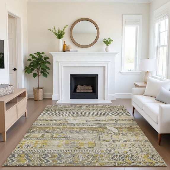Addison Rugs Mayfield Premium Machine Washable Transitional Stripes Brown Rectangle Rug, 10' x 14'