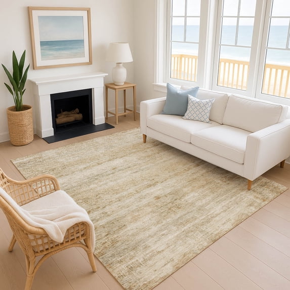 Addison Rugs Mayfield Premium Machine Washable Transitional Stripes Brown Rectangle Rug, 5' x 7'6"
