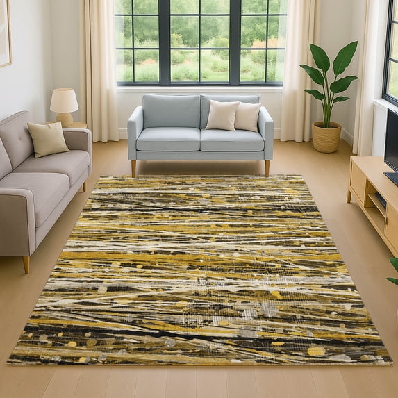 Addison Rugs Mayfield Premium Machine Washable Transitional Stripes Brown Rectangle Rug, 9' x 12'