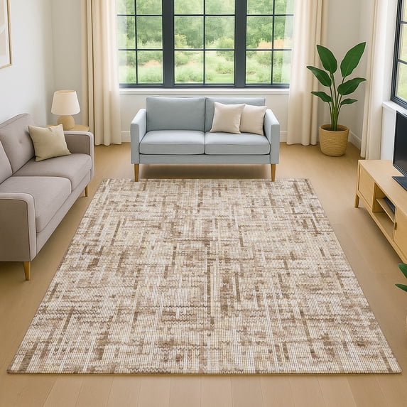 Addison Rugs Mayfield Premium Machine Washable Transitional Stripes Brown Rectangle Rug, 9' x 12'