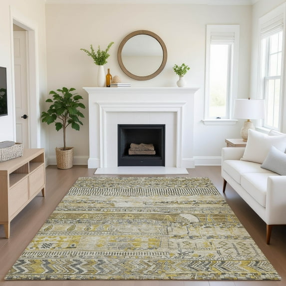 Addison Rugs Mayfield Premium Machine Washable Transitional Stripes Brown Rectangle Rug, 9' x 12'