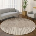 thumbnail image 1 of Addison Rugs Mayfield Premium Machine Washable Transitional Stripes Brown Round Rug, 8' x 8', 1 of 6
