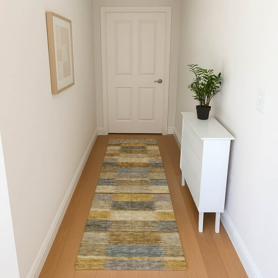 Addison Rugs Mayfield Premium Machine Washable Transitional Stripes Brown Runner Rug, 2'3" X 7'6" Machine Washable Transitional Stripes Brown Oversized Sherpa Throw Blanket