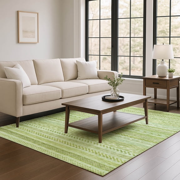 Addison Rugs Mayfield Premium Machine Washable Transitional Stripes Cactus Rectangle Rug, 2'6" x 3'10"