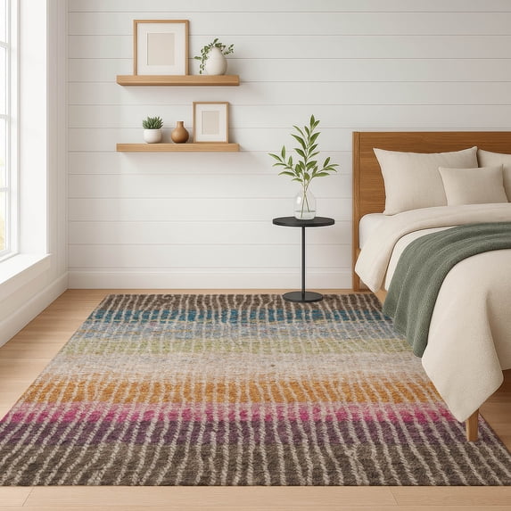 Addison Rugs Mayfield Premium Machine Washable Transitional Stripes Chocolate Rectangle Rug, 3' x 5'