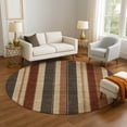 thumbnail image 1 of Addison Rugs Mayfield Premium Machine Washable Transitional Stripes Chocolate Round Rug, 8' x 8', 1 of 6
