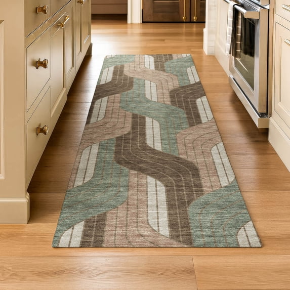 Addison Rugs Mayfield Premium Machine Washable Transitional Stripes Chocolate Runner Rug, 2'3" x 7'6"